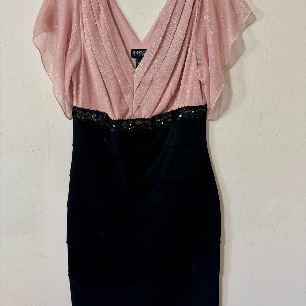 Enfocus Studio Shimmering Pink and Black Dress